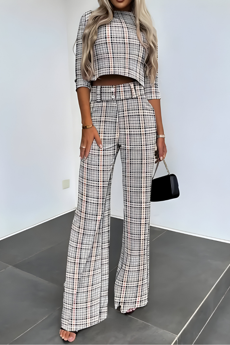 Inès | Ensemble pantalon évasé et top structuré pour femme