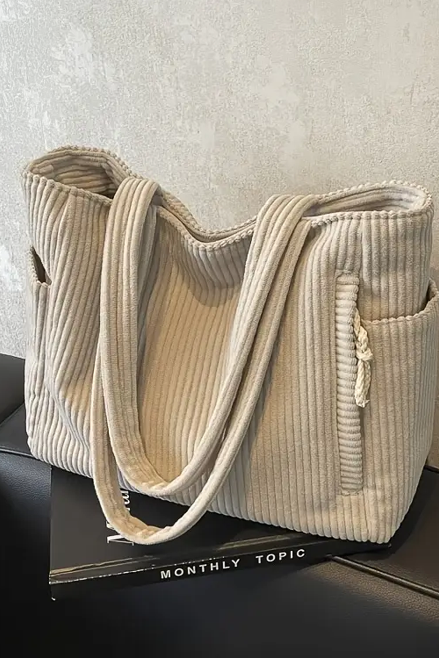 Tilda — Cabas en velours côtelé, détail cordon