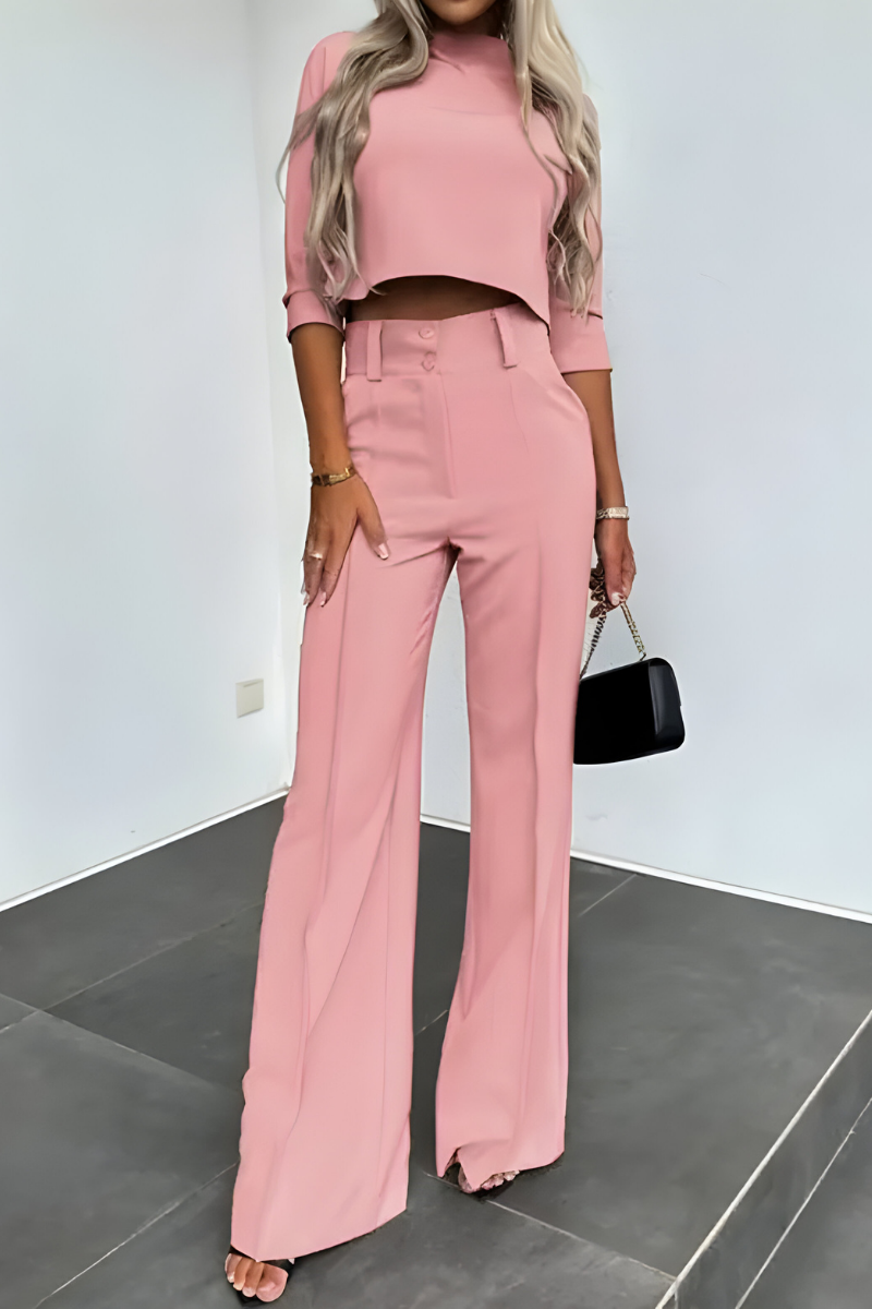 Inès | Ensemble pantalon évasé et top structuré pour femme