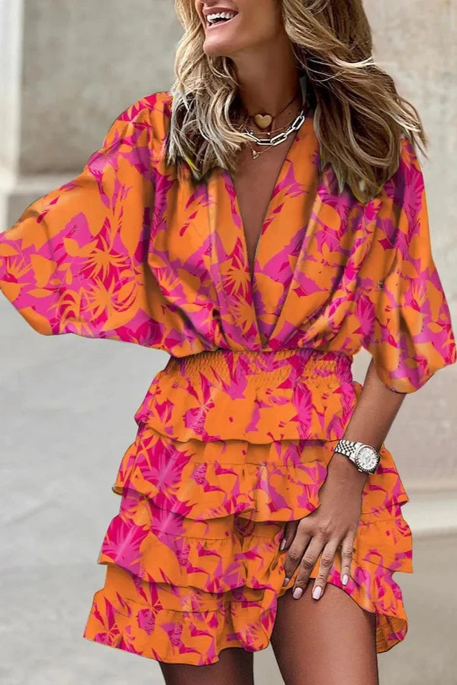 Mila | Robe courte à volants et imprimé fleuri pour femme
