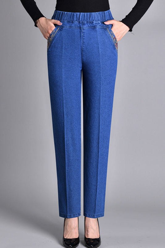 Luna | Jean Femme à Taille Élastique & Poches Latérales