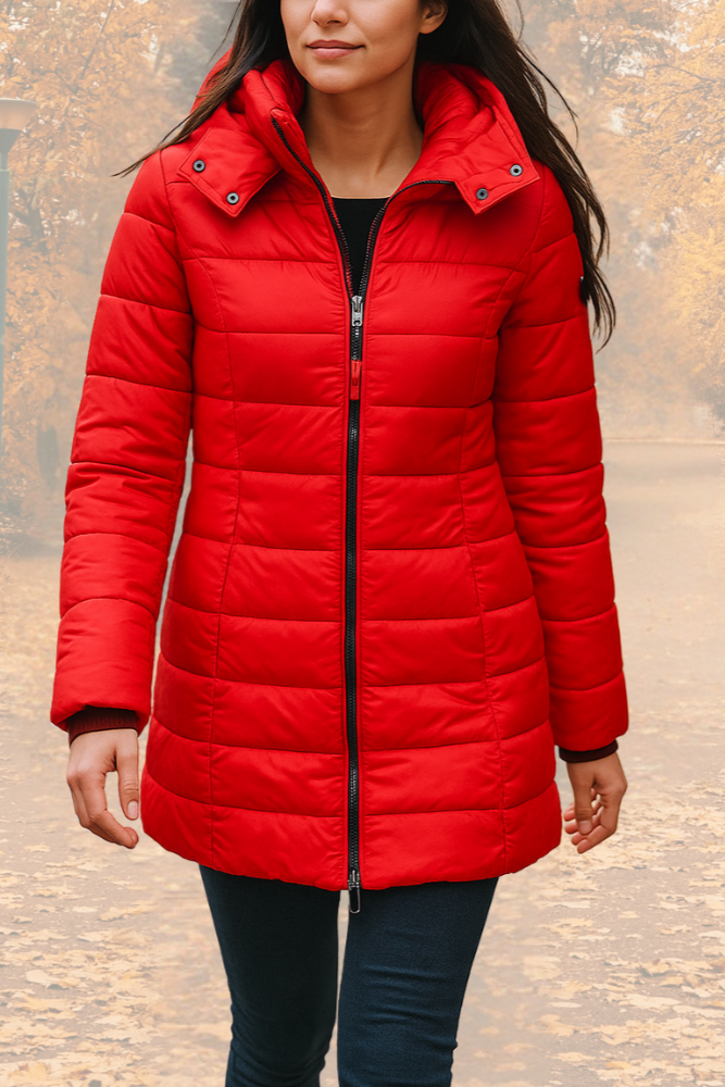Isaline | Doudoune rouge élégante pour l’automne