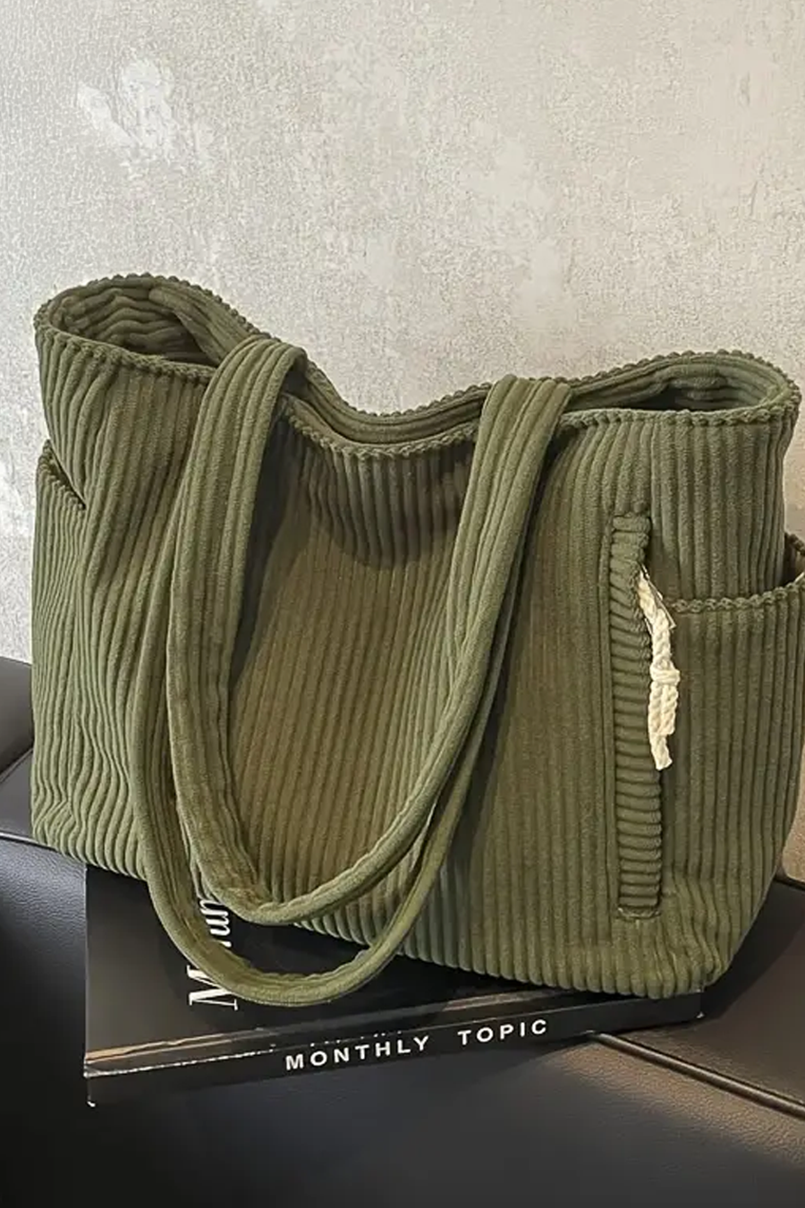 Tilda — Cabas en velours côtelé, détail cordon