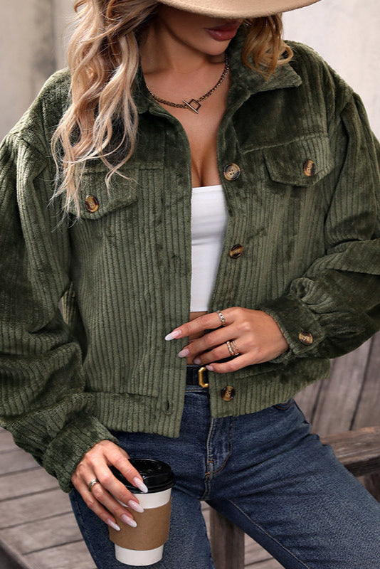 Camélia | Veste courte en velours côtelé avec boutons