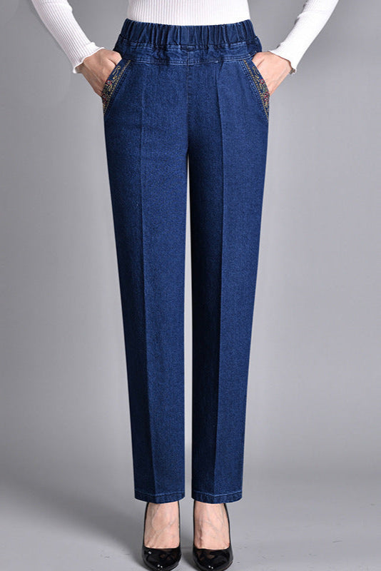 Luna | Jean Femme à Taille Élastique & Poches Latérales